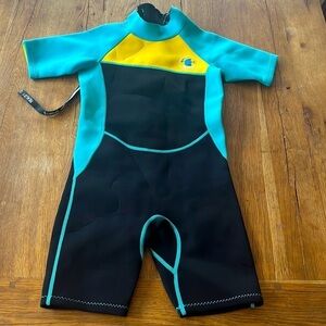 REALON Kids Wetsuit Shorty Boys Girls Neoprene One Piece- Size XL - Blue / Yello
